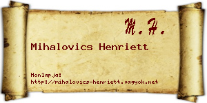 Mihalovics Henriett névjegykártya